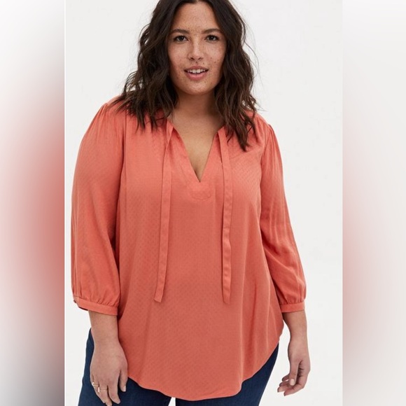 Torrid Texture Woven Peasant Blouse - Picture 1 of 12